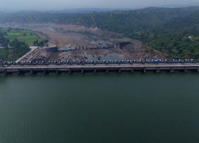 Aerial Drone Shot of Mahi Dam, Udaipur, Rajasthan, India