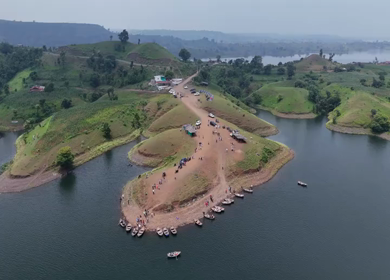 Aerial Drone View of Banswara Lakes and Islands, Rajasthan, India