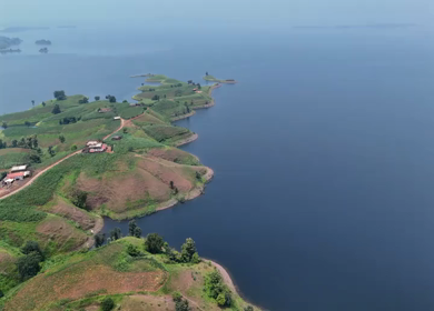 Aerial Drone View of Banswara Lakes and Islands, Rajasthan, India