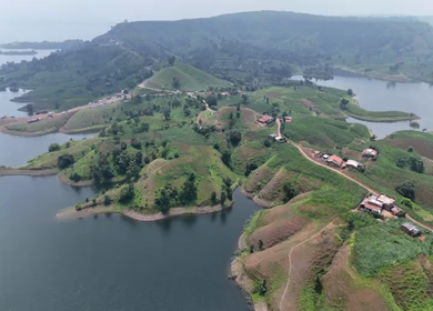 Aerial Drone View of Banswara Lakes and Islands, Rajasthan, India