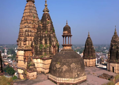 An Aerial Shot of Chaturbhuj Temple at Orchha, Madhya Pradesh, India