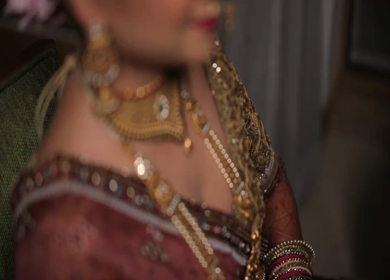 September 2022: A Shot of an Indian Bride showing her Bridal Jewellery at Wedding in India