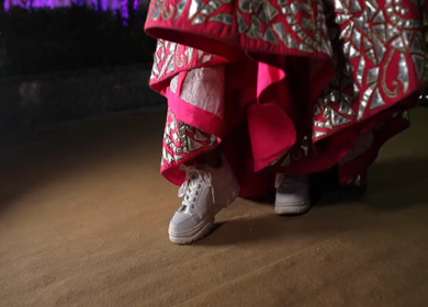 A Shot of an Indian Bride dancing after getting ready for her Indian Wedding in India