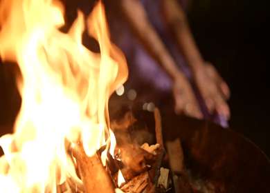 A Shot of Indian Bride showing Mehndi in her Hands at her Indian Wedding in New Delhi, India