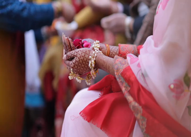 A shot of an Indian Wedding where rituals are being performed in India