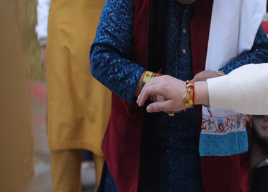 A shot of an Indian Wedding where rituals are being performed in India