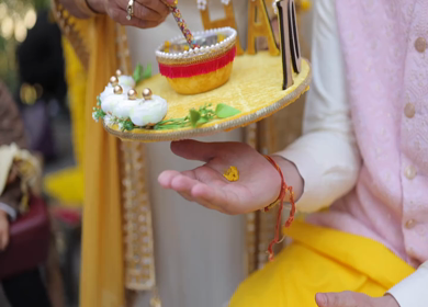 A shot of an Indian Wedding where rituals are being performed in India