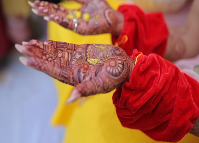 A shot of an Indian Wedding where rituals are being performed in India