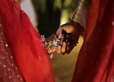 A shot of an Indian Wedding where rituals are being performed in India
