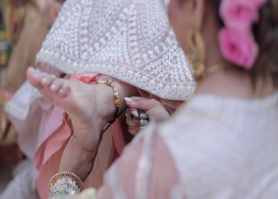 A Slow Motion Shot of an Indian Wedding where rituals are being performed in India