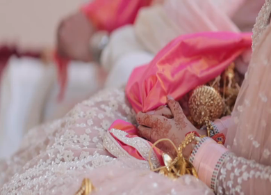 A Slow Motion Shot of an Indian Wedding where rituals are being performed in India