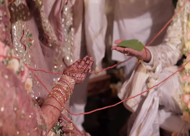 A Slow Motion Shot of an Indian Wedding where rituals are being performed in India