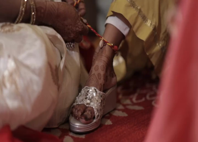 A Slow Motion Shot of an Indian Wedding where rituals are being performed in India
