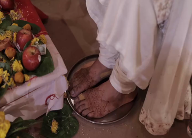 A Slow Motion Shot of an Indian Wedding where rituals are being performed in India