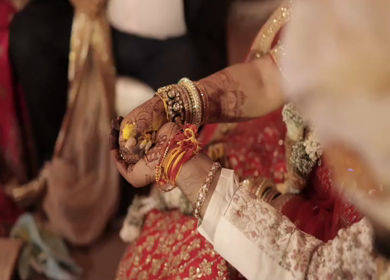 A Slow Motion Shot of an Indian Wedding where rituals are being performed in India