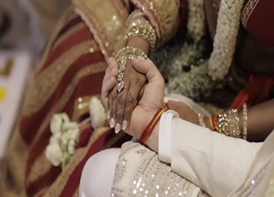 A Slow Motion Shot of an Indian Wedding where rituals are being performed in India