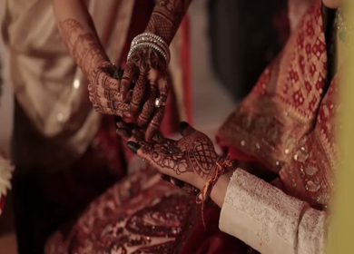 A Slow Motion Shot of an Indian Wedding where rituals are being performed in India