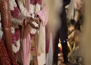A Slow Motion Shot of an Indian Wedding where rituals are being performed in India
