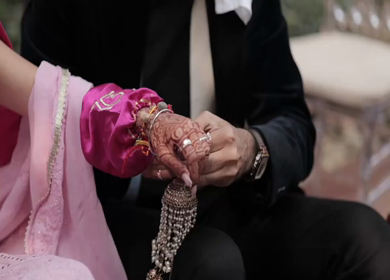 A Slow Motion Shot of an Indian Wedding where rituals are being performed in India
