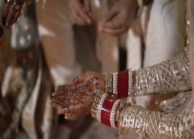 A Slow Motion Shot of an Indian Wedding where rituals are being performed in India