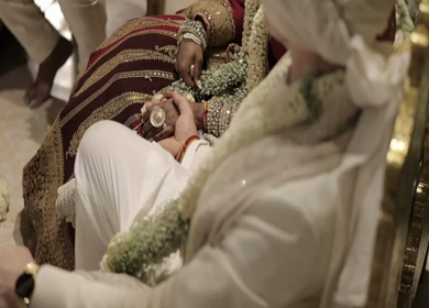 A Slow Motion Shot of an Indian Wedding where rituals are being performed in India