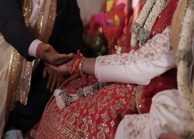 A Slow Motion Shot of an Indian Wedding where rituals are being performed in India