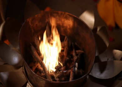 A Slow Motion Shot of Rituals being done with an Indian Couple at their Indian Wedding 