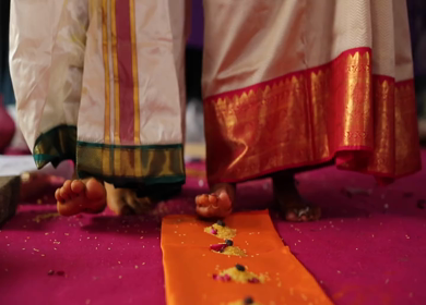 A Slow Motion Shot of Rituals being done with an Indian Couple at their Indian Wedding 