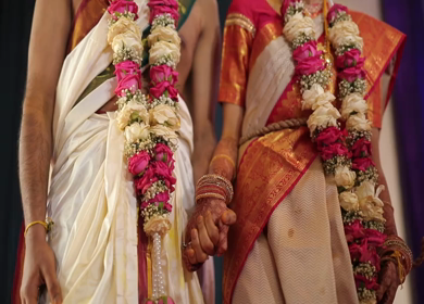 A Slow Motion Shot of Rituals being done with an Indian Couple at their Indian Wedding 